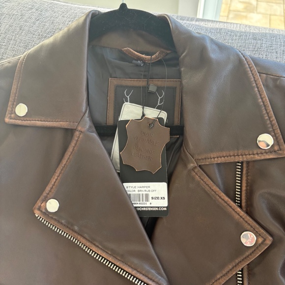 Bod & Christensen Harper Oversized Leather Boyfriend Jacket - Picture 3 of 7